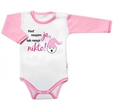 Body dlouhý rukáv s vtipným textem Baby Nellys, Keď nespím ja, tak nespí nikto, holka; 56 (1-2m)