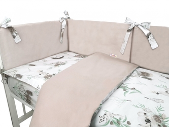 BABY NELLYS 3-dílná sada Mantinel s povleč., bavlna/velvet, Exotika, béžová/bílá, 135x100; 135x100 BABY NELLYS 3-dílná sada Mantinel s povleč., bavlna/velvet, Exotika, béžová/bílá, 135x100; 135x100