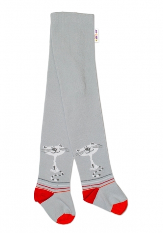 Baby Nellys Dětské punčocháče bavlněné, Kocourek, šedé, 1ks, vel. 92/98