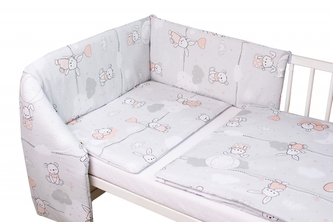 Mantinel s povlečením Premium, 3D sada, Good night Animals, šedé GIRL, 120x90 cm; 120x90 Mantinel s povlečením Premium, 3D sada, Good night Animals, šedé GIRL, 120x90 cm; 120x90
