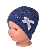 Háčkovaná čepička Mašlička Baby Nellys ® - granát