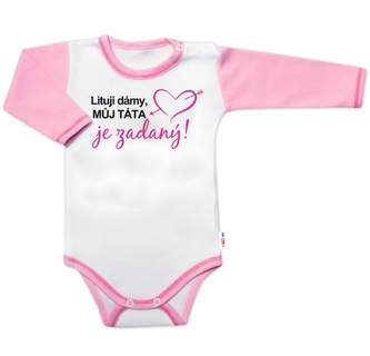 Body dl. rukáv s vtip. textem Baby Nellys,  Lituji dámy, můj táta je zadaný, vel. 86; 86 (12-18m)