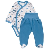 Zavinovací kojenecké body + polodupačky, bavlna, 2D sada, MBaby, Cosmos - tyrkys, vel. 68; 68 (3-6m)