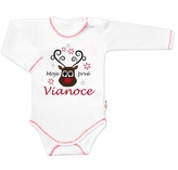 Baby Nellys Body dlouhý rukáv Moje prvé Vianoce, Sob, bílé, vel. 86; 86 (12-18m)
