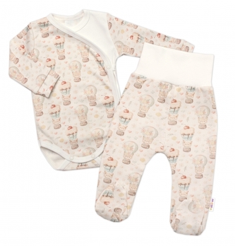 2-dílná sada body zap. bokem + polodupačky, Baby Nellys, Sweet Candy - krémová; 56 (1-2m)