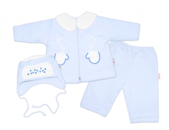 Kabátek, čepička a kalhoty Baby Nellys ®- sv. modrá, vel. 68; 68 (3-6m)