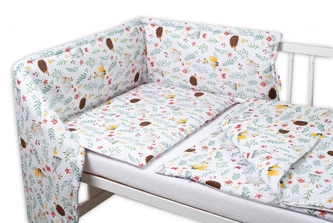 Baby Nellys 3-dílná sada Mantinel s povlečením - Kamarádi louky, bílá; 120x90