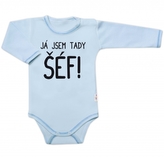 Body dlouhý rukáv s vtipným textem Baby Nellys, Já jsem tady ŠÉF! ; 56 (1-2m)