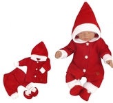 Z&Z 3-dílná pletená souprava, kabátek, kalhoty a botičky Baby Santa, červená, vel. 74; 74 (6-9m)