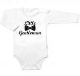 Body dl. rukáv Little Gentleman, bavlna Baby Nellys, bílo/černé, vel. 74; 74 (6-9m)