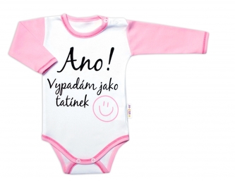 Body dlouhý rukáv s vtipným textem Baby Nellys, Ano! Vypadám jako tatínek, holka; 56 (1-2m)