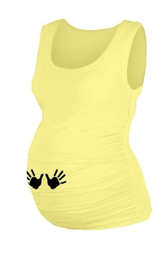 Be MaaMaa Top, tílko Dana s potiskem Nožiček - žluté, vel. L/XL; L/XL