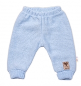 Pletené kojenecké kalhoty Hand Made Baby Nellys, modré; 56/62 (0-3m)