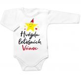 Body dlouhý rukáv Hvězda letošních Vánoc, Baby Nellys, bílé, vel. 62; 62 (2-3m)