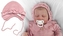 Pletená čepička na zavazování bonetka Girl, Hand Made Baby Nellys, pudrová, růžová; 56/62 (0-3m)