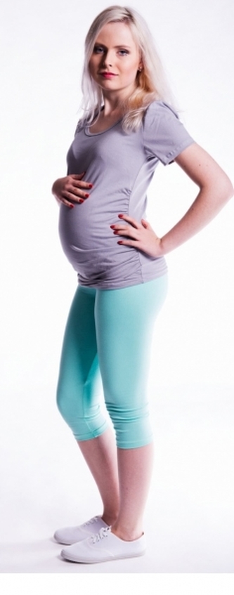 Be MaaMaa Těhotenské barevné legíny 3/4 délky - mátová, vel. XXL; XL (42); XXL (44)