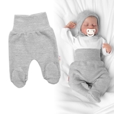 Pletené kojenecké polodupačky Hand Made, Baby Nellys, šedé; 56 (1-2m)