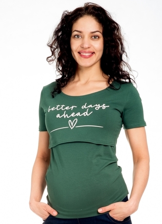 Be MaaMaa Těhotenské/kojicí triko kr. rukáv, Better days - zelené, vel. M Be MaaMaa Těhotenské/kojicí triko kr. rukáv, Better days - zelené, vel. M