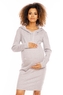 Be MaaMaa Těhotenské a kojící šaty s kapucí, dl. rukáv - šedé, vel. XXL; XXL (44)