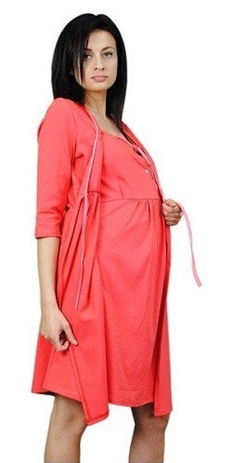 Be MaaMaa Těhotenský župan, 3/4 rukáv - korálový, vel. L/XL