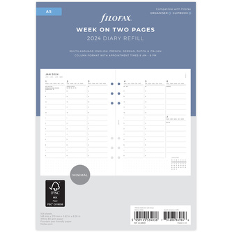Filofax, Kalendář 2024 A5, týden/2 strany, Minimal, slou, 5j