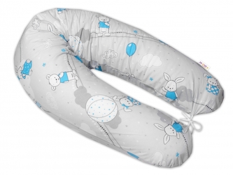 Kojící polštář/relaxační poduška Baby Nellys, EPS kuličky, Good night Animals, šedý BOY