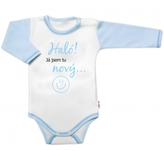 Body dlouhý rukáv s vtipným textem Baby Nellys, Haló! Já jsem tu nový, vel. 86, kluk; 86 (12-18m)