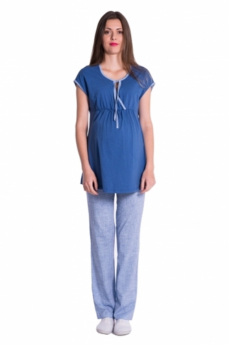 Be MaaMaa Těhotenské,kojící pyžamo - jeans/modrá, vel. XL; XL (42) Be MaaMaa Těhotenské,kojící pyžamo - jeans/modrá, vel. XL; XL (42)