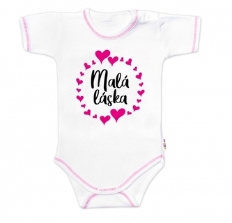 Body krátký rukáv s vtipným textem Baby Nellys, Malá láska, holka