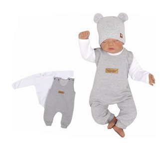 Z&Z 2-dílná soupravička body + láclové kalhoty - šedá