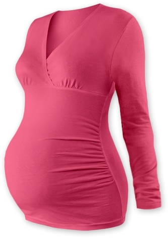 JOŽÁNEK Těhotenské triko/tunika dlouhý rukáv EVA - losos. růžové; L/XL
