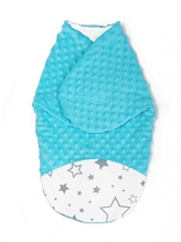 Baby Nellys Zavinovačka, spacáček s minky, 0-6m - Hvězdy a hvězdičky, minky tyrkys; 56-68 (0-6 m)