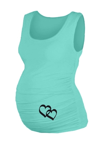 Be MaaMaa Top, tílko Dana s potiskem Srdíček - máta, vel. L/XL; L/XL
