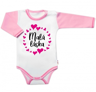 Body dl. rukáv s vtip. textem Baby Nellys,  Malá láska, vel. 80, holka; 80 (9-12m)