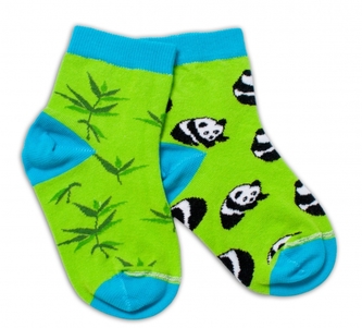 Baby Nellys Bavlněné veselé ponožky Panda - zelené, vel. 122/128; 122-128 (6-8r)