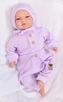 Baby Nellys 3-dílná žebrovaná soupr. Hand Made, body, tepláčky a čepička, lila; 56 (1-2m)