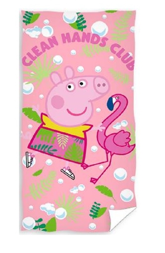 Dětská froté osuška 70x140cm Prasátko Pepa a Plameňák, Carbotex, růžová