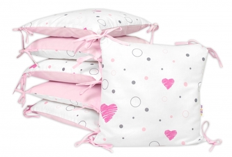 Polštářkový mantinel 6D, bavlna, I love Girl Baby Nellys, růžová/bílá Polštářkový mantinel 6D, bavlna, I love Girl Baby Nellys, růžová/bílá