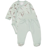 Zavinovací kojenecké body + polodupačky, bavlna, 2D sada, MBaby, Žirafy - máta
