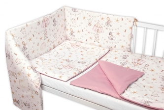 3-dílná sada Mantinel s povlečením Baby Nellys Cirkus, pudrově růžová/bílá; 120x90