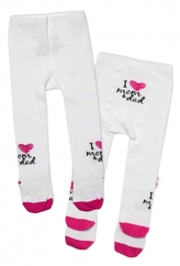 Baby Nellys Bavlněné punčocháče I love mom & dad - růžové; 62-74 (3-9m)