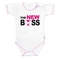 Body krátký rukáv s vtipným textem Baby Nellys, The New Boss, vel. 74, holka; 74 (6-9m)