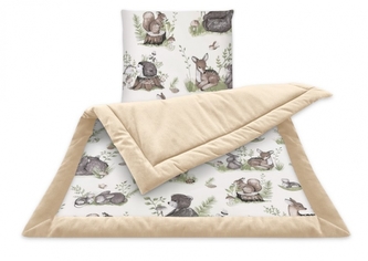 2-dílná sada do kočárku bavlna + Velvet, Pohoda v lese NATURAL - béžová/ecru 2-dílná sada do kočárku bavlna + Velvet, Pohoda v lese NATURAL - béžová/ecru