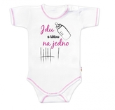 Body krátký rukáv s vtipným textem Baby Nellys, Jdu s tátou na jedno, vel. 86, holka; 86 (12-18m)