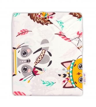 Bavlněné prostěradlo do postýlky Ježek a liška - bílá, 140 x 70 cm ; 140x70