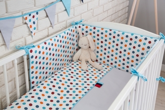 Mantinel s povlečením BABY LOVE, 135x100cm, Barevné puntíky; 135x100 Mantinel s povlečením BABY LOVE, 135x100cm, Barevné puntíky; 135x100