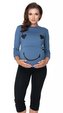 Be MaaMaa Těhotenské, kojící pyžamo 3/4 s dl. rukávem - modro/černé, vel. XXL; XXL (44)