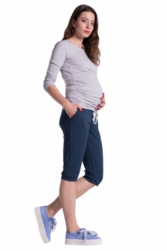 Be MaaMaa Moderní těhotenské 3/4 kalhoty s kapsami - navy, vel. S;  S (36)
