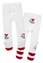 Bavlněné punčocháče I love mom & dad - červené, vel. 80/86; 80/86 (12-18m)