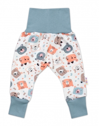 Tepláčky - Baggy, bavlna Space Bear Pastel, Baby Nellys - mátové
